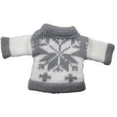 Χριστουγεννιάτικο Κρεμαστό Πλεκτό Μπλουζάκι, Γκρι με Χιονονιφάδα (11cm)